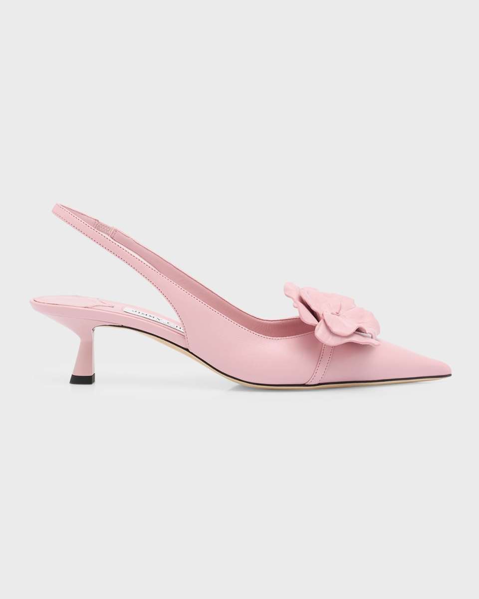 Amita Leather Flowers Slingback Pumps